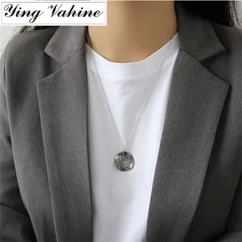 

ying Vahine 100% 925 Sterling Silver Necklace Women Irregular Pattern Geometric Pendant Necklaces for Women bijoux collier femme