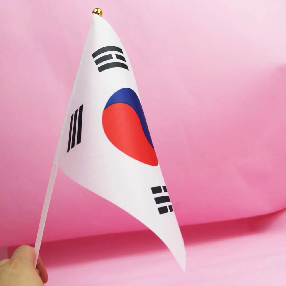 5 шт. Республика Корея маленький Южная Корея ручной развевающийся Национальный флаг 14*21 см#8 полиэстер флаг
