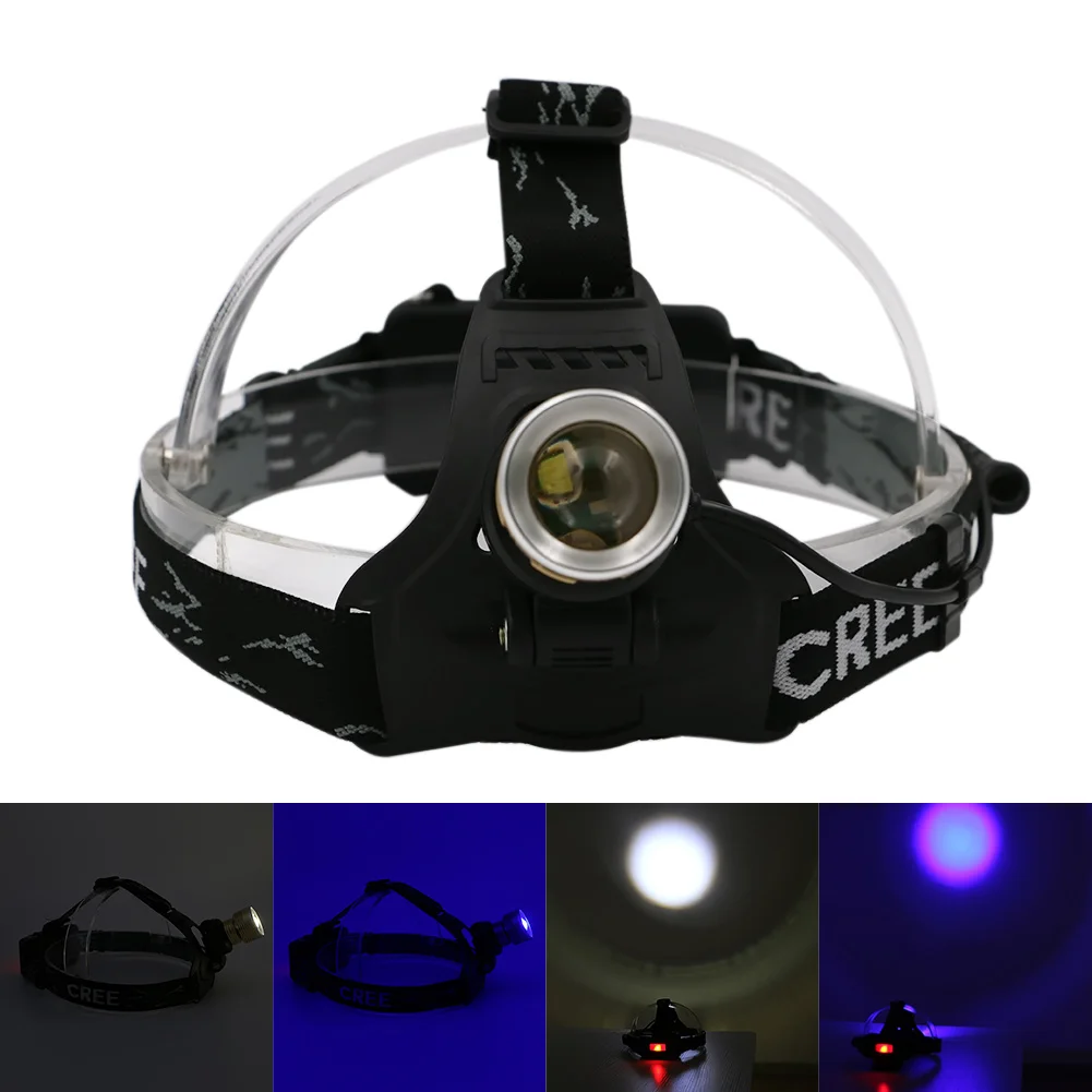 

2000 Lumens 4 Modes Rechargeable UV Headlamp Adjustable Headlight Waterproof Head Lamp Lantern For Hunting,Use 18650 Battery