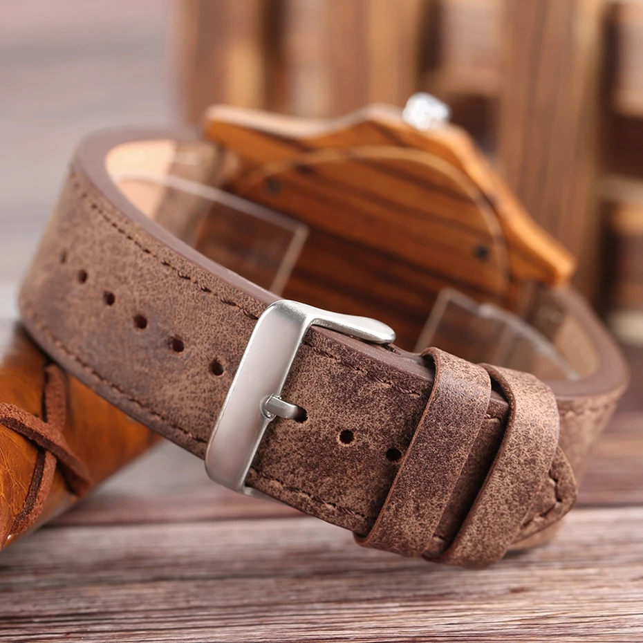 2017 Luxury Noble Men Wooden Watch New Fashion Triangle Dial 100% Natural Wood Quartz Genuine Leather Casual Male Handmade Gifts Christmas New Years gifts (23)
