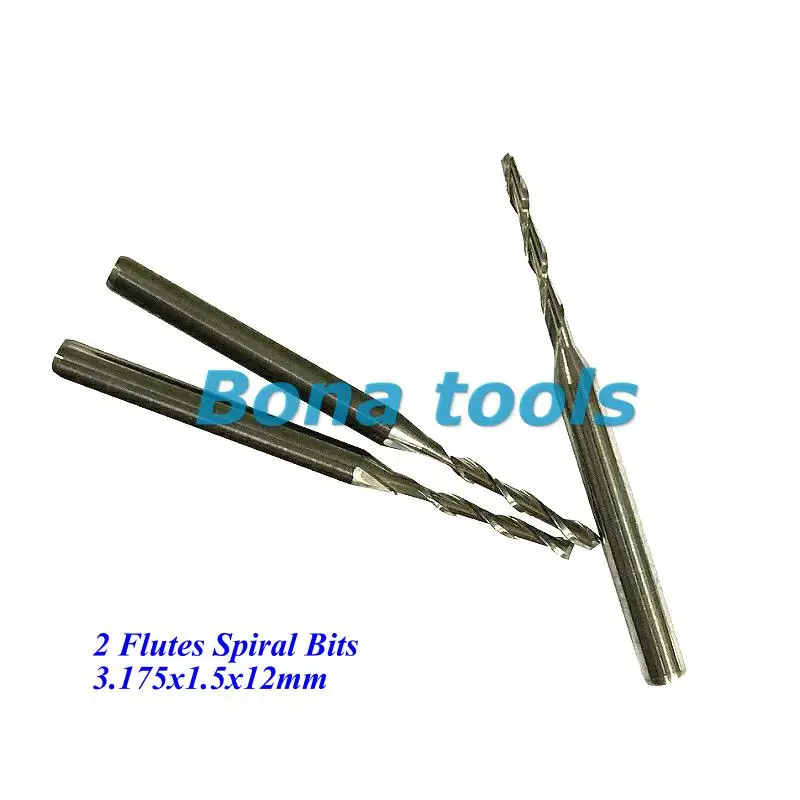 

Accurate 10pcs 3.175*1.5*12MM Spiral Milling Tools, CNC Router Bits, Carbide Carving Tools, Engraving Cutters on Al, Acryl, Wood