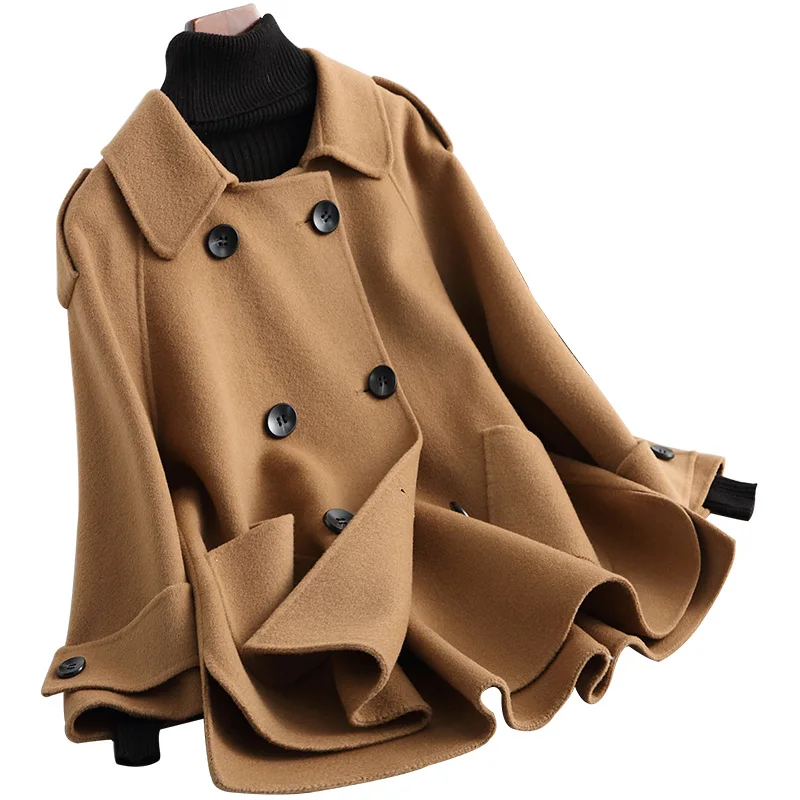 Courte Beige White Mince Mode Rose Automne Coréenne Vintage Manteau Laine Kmetram Femininos Printemps Veste Casacos À My145 Chaud 2018 pink Double cream Boutonnage KTJucl15F3