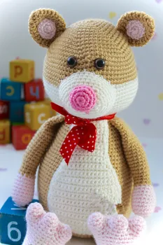 

Noodle the Hamster. Crochet Amigurumi Animal toy doll rattle