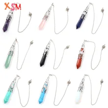 1 шт. звено цепи кристалл натуральный камень шестиугольная колонна маятниковая подвеска Рейки Исцеление, балансировка, дюбинг, Wicca, талисманы ювелирные изделия