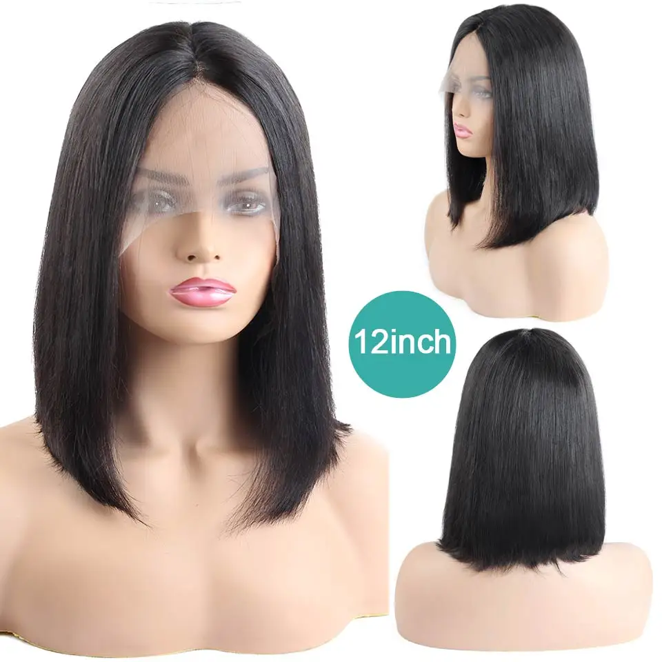 Allove Short Lace Front Human Hair Wigs Bob Wig For Black Women Brazilian Remy Straight Bob Lace Front Wigs 180% Density