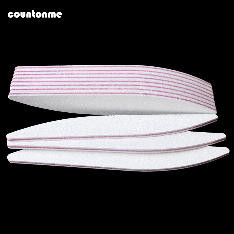 

5Pcs White Nail File Buffer Block Lime Manicure UV Gel Varnish Sandpaper Nail Polisher 100/180 Professional Crescent Moon Design