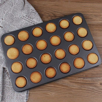 

24 Cups Baking Mold Non Stick Cake Biscuit Dish Tray Cupcake Muffin Oven Form Mold Carbon Steel Bakeware