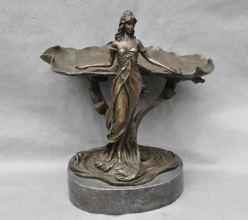 

xd 002299 10 Bronze Sexy Beauty Women Lotus Art Sculpture Statue