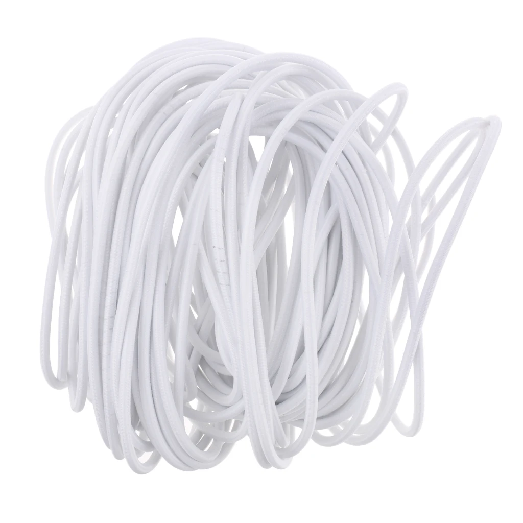 5mm White Heavy Duty Elastic Flexible Round Rubber Bungee Rope Shock Cord Stretch String Tie Down , Repair, Replacement, Outdoor