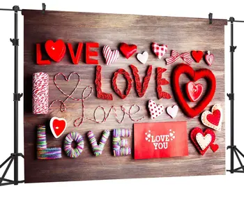 

Valentine's Day 3D love hearts natural rustic wood theme backdrops Vinyl cloth High quality Computer print wall Background