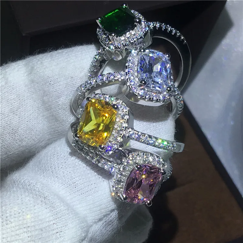 4 цвета, кольцо бесконечности с подушкой, 5А, циркон, Cz, 925 пробы, серебро, обручальное кольцо, кольца для женщин, праздничные украшения