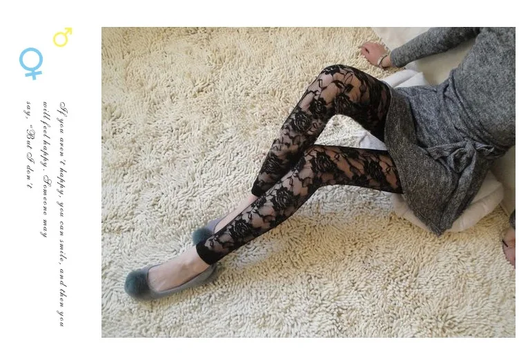 Lace Cotton black Высокая Талия Тонкий Тощий черный Для женщин леггинсы эластичные длинные брюки леггинсы узкие брюки Лоскутная Кружева - Цвет: Lace Cotton black