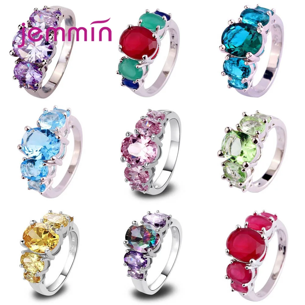 

Top Quality Sterling S90 Silver Jewelry Rings Wedding Anel For Women Girls Pave Shiny Clearest Cubic Zirconia Multi-color Option