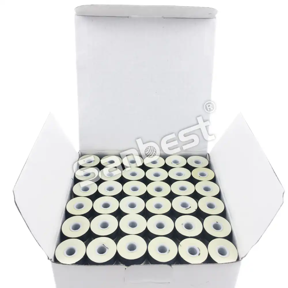 Pre-wound Bobbins box of 144pcs White or Black under thread polyester