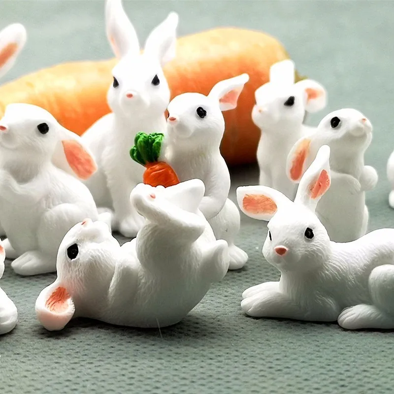 12 Style Cute Rabbit Easter Miniature Hare Animal Figurine Resin Craft Mini Bunny Ornament 1 Pcs Fairy Garden Supplies ornament crafts miniature figurines resin ornaments miniature ornament resin crafts rabbit ornament rabbit ornaments