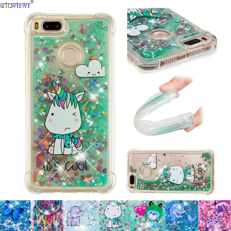 

For Xiaomi Mi A1 Bling Glitter Dynamic Liquid Quicksand Bumper Case Xaomi Xiomi Mi MiA1 A 1 Soft Silicone Shockproof Phone Cover
