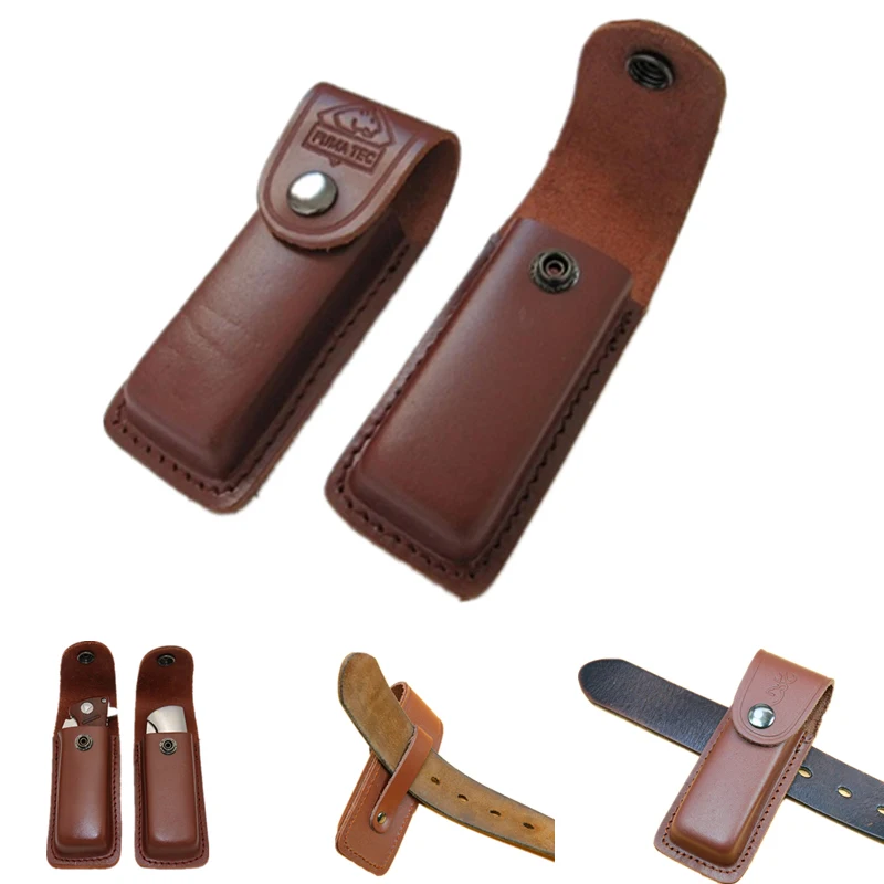 fold knife flashlight holder leather tool pouch bag carry belt loop pocket hunt camp case edc