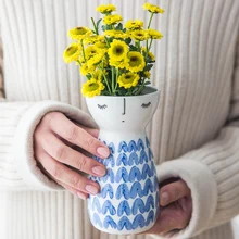 1 шт., милая ваза для девочек, керамическая ваза для цветов, современная элегантная ваза, фарфоровая статуэтка для домашнего декора, свадебный подарок