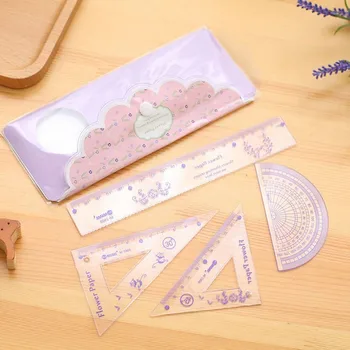 

Coloffice 1PCS/Suit Rulers Straight Triangular Ruler Student Drawing Ruler Fresh Flower Stationery School Office Supplies