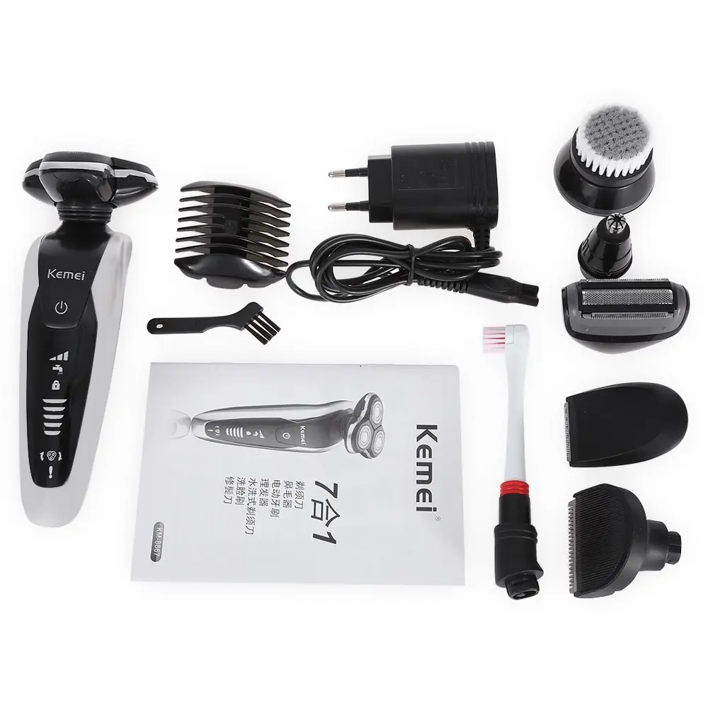 

Multifunction 7 in 1 Men's 3D Electric Shaver Beard Trimmer Rechargeable Razor for Men Shaving Machine Toothbrush