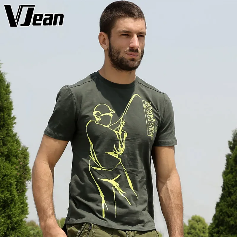 V JEAN font b Man s b font Summer Casual Graphic Short Sleeve T font b