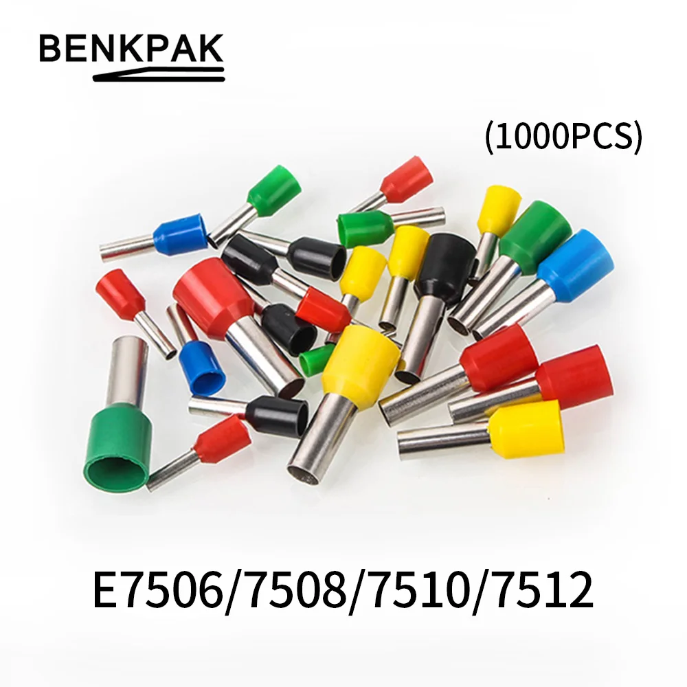 

1000PCS/lot E7506 E7508 E7510 E7512 Insulated Ferrules Terminal 0.75MM2 Cable WireConnector Insulating Crimp Terminal Connect