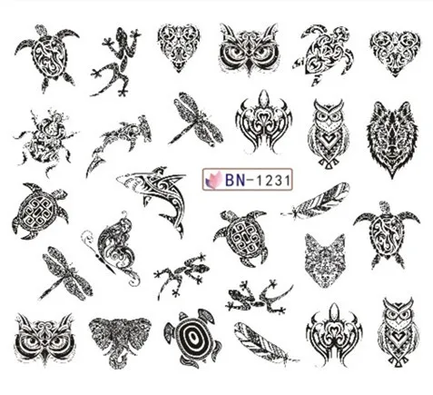 

Nail Art Sticker Water Decals Nails Tattoo Slider Geometric Animal Owl Stickers Designs Decoration Manicure Pegatina Foil Wraps