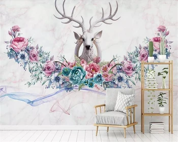 

beibehang Wallpaper nostalgic hand-painted forest elk living room wallpaper wall decoration painting papel de parede 3d behang