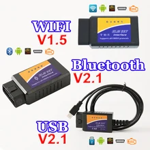 VIECAR USB Bluetooth WIFI ELM327 OBD2/OBDII ELM 327 V1.5/V2.1 для Android IOS автоматический