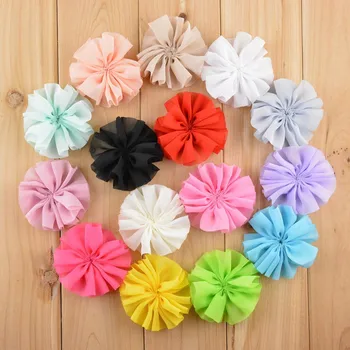 

400pcs/lot Mini Chiffon Flowers Solid Ballerina Blossom Scalloped Flowers hair accessories