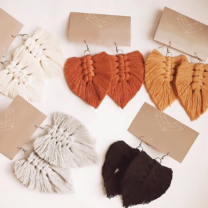 

Best lady Special Design Leaf Fringed Drop Earrings for Women New Bohemian Handmade Wedding Statement Earrings Tassel Jewelry