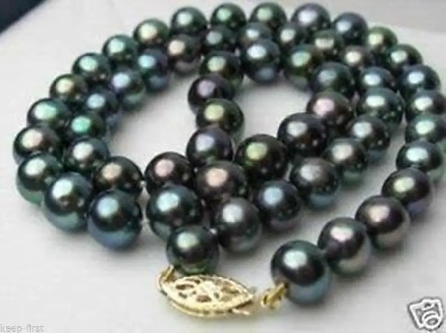

Hot sale new Style >>>>>Charming!8-9mm Black Tahitian Pearl Necklace 18"AA
