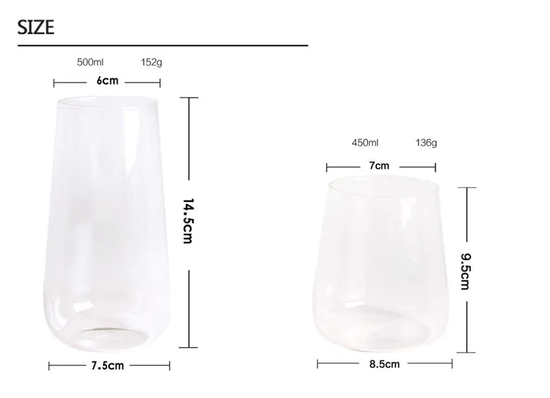 2 упаковки прозрачных стеклянных чашек для чая, дома, гостиной, сока, пивной чашки, молока, термостойкая Питьевая чашка