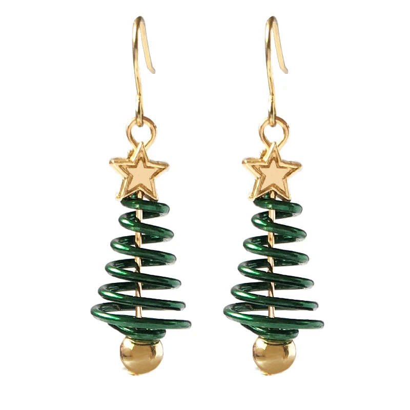 

new fashion star christmas tree stud earrings for women screw design earring jewelry girl gift