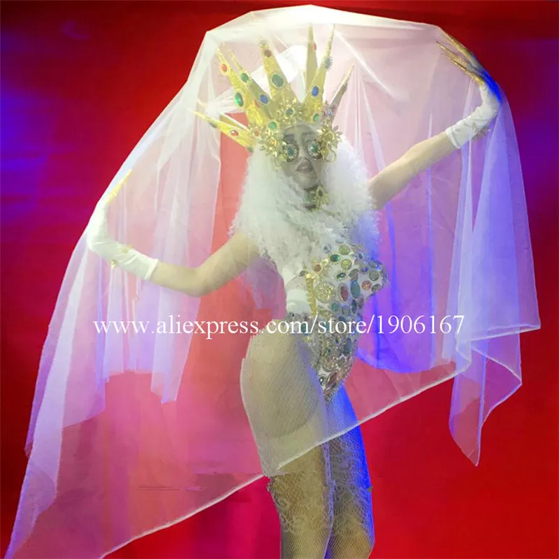 Nightclubs GOGO Women Retro Sexy Costumes Big Crown Costumes Dance Team Costumes0