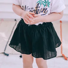 Лето детские шорты для девочки юбка Детская Костюмы модные однотонные шорты для маленьких девочек хлопковая свободная пляжная одежда Короткие штаны От 2 до 7 лет