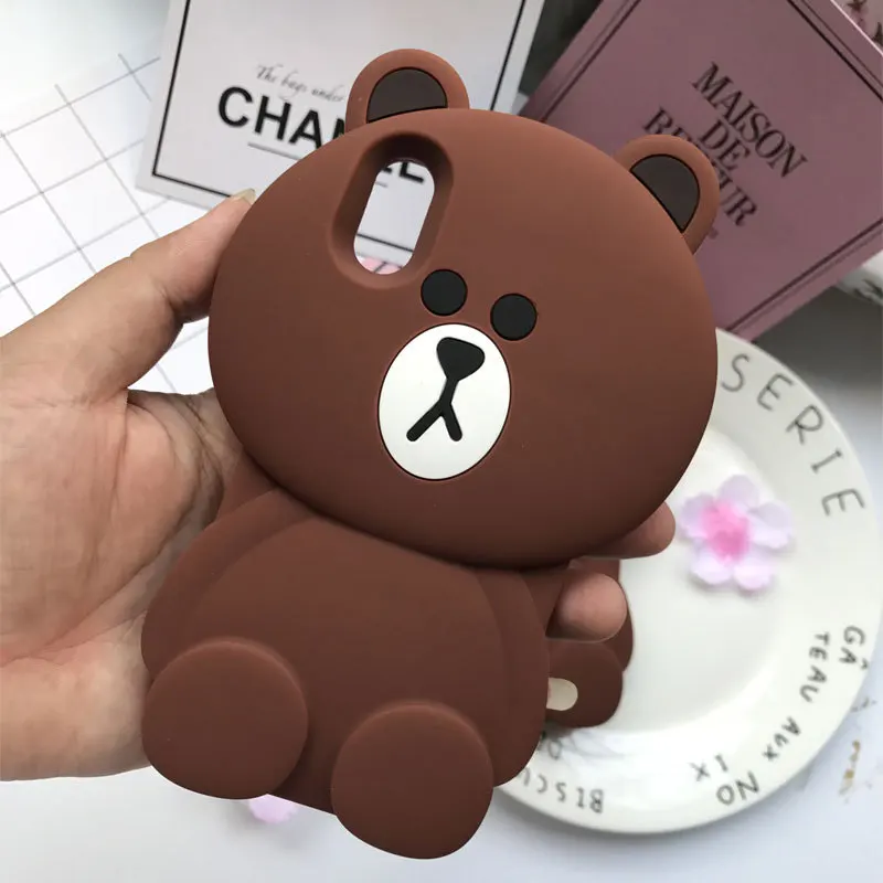 

Cute Cartoon Capa Case 3D Brown Teddy Bear Coque Soft Silicone Phone Cases For iPhone X 8 7 7Plus 5 5S 6 6S 6Plus Cover Fundas