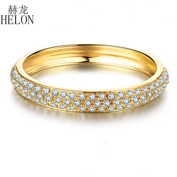 

HELON 0.2CT 100% Genuine Natural Diamonds Women Trendy Jewelry Solid 14k Yellow Gold Elegant Cluster Engagement & Wedding Ring