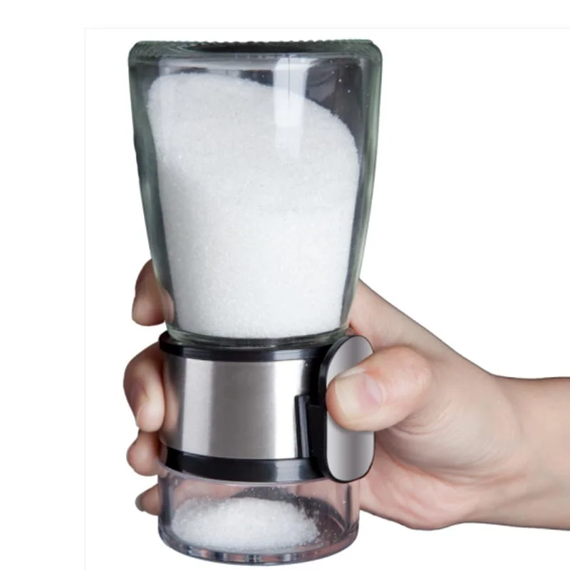 

Measurable glass cruet controllable health salt shaker salt seasoning cans bottles container spice jars for kitchen cooking tool