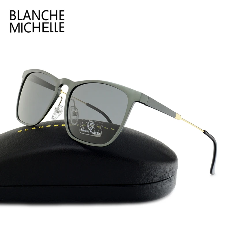 Мужские поляризационные солнцезащитные очки с алюминиево-магниевым покрытием, высокое качество, UV400, квадратные солнцезащитные очки с коробкой