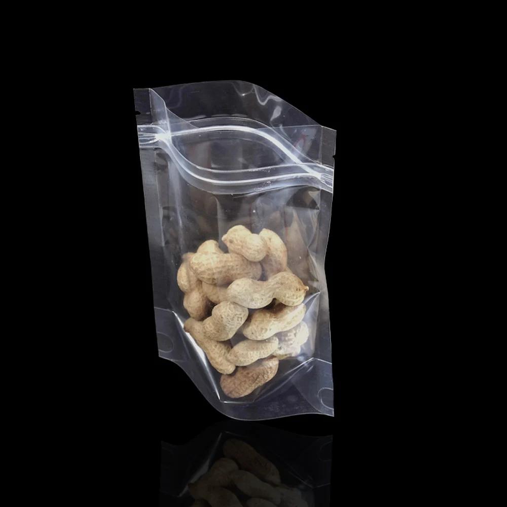 

100pcs/lot Clear Stand Up Plastic Bag Dried Food Storage Bags Reclosable Transparent Zip Lock Plastic Food Package Bag Retail