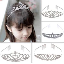 День Святого Валентина кристалл тиара на голову ребенок девочка Свадьба принцесса Выпускной Корона вечерние аксессуары Принцесса Выпускной Корона повязка на голову