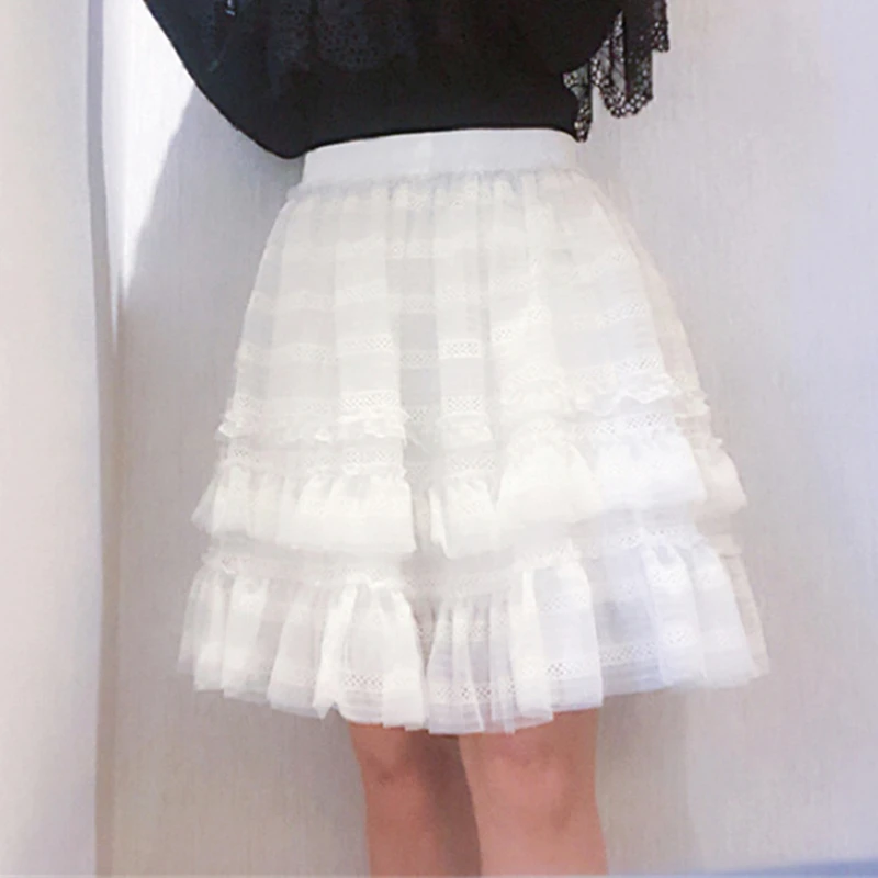 Tunjuefs элегантная сетчатая трикотажная Мини-юбка с оборками Женская Нижняя женские Леггинсы для йоги нарядная юбка для подиума Jupe Femme юбка