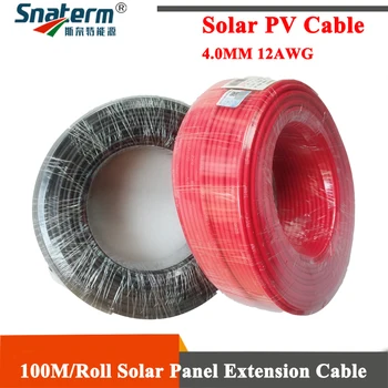 

100 Meters/Roll 4.0mm2 solar cable solar PV Panels Connection Solar Power Cable Connector 12AWG for solar connector Red Black