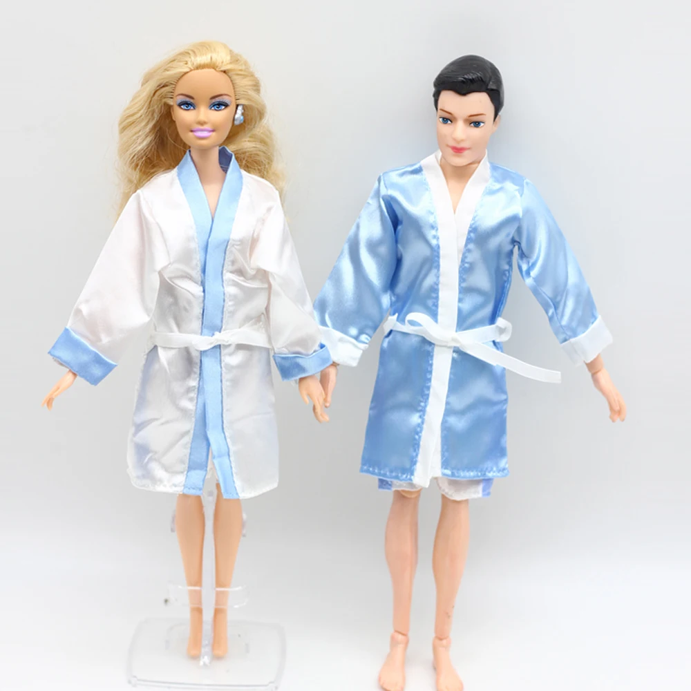 1set Bedroom Pajamas Robe Nighty Bathrobe Clothes For Barbie Dolls Robe
