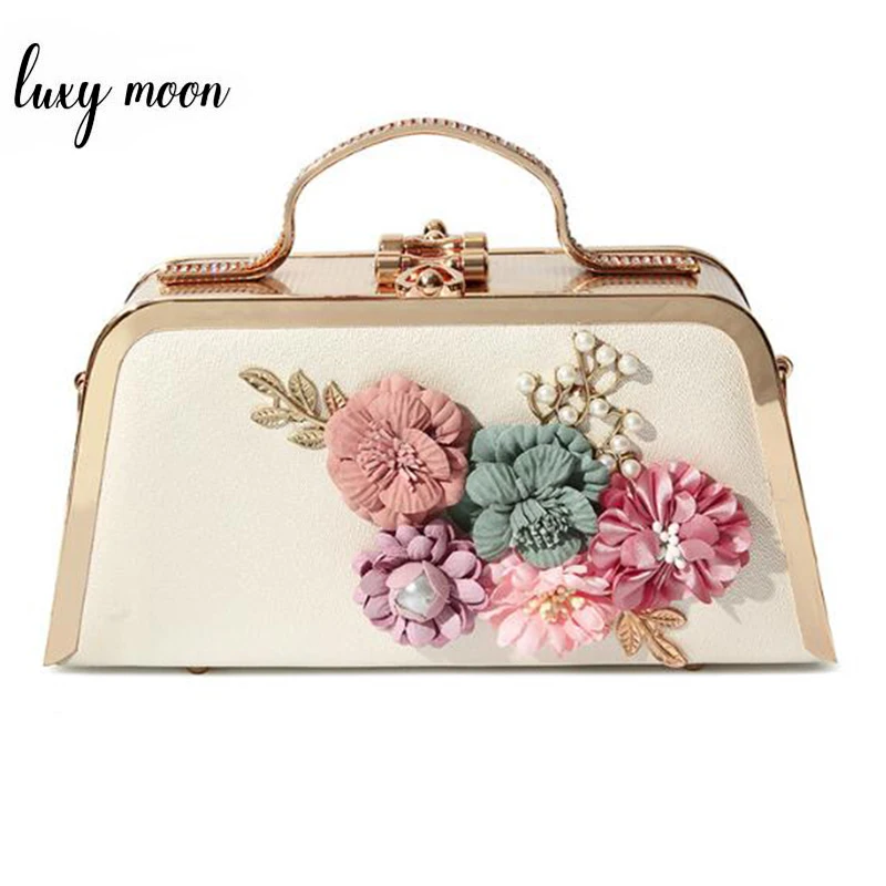Luxury Women Handbag Fashion Flower Clutch Evening Bags Ladies Hard Box