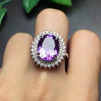 

Fine Jewelry Real 925 Steling Silver s925 100% Natural amethyst Gemstone Female Pendant Necklaces Christmas Gift