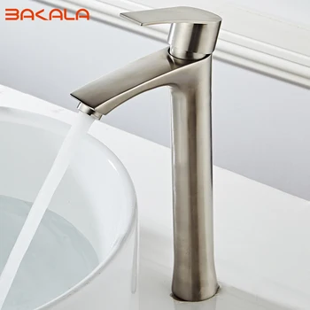 

Bathroom Baisn Faucet 304 Stainless Steel Brushed Toilet Tall Faucet Ceramic Plate Basin Mixer Tap With Hot Cold Water 2018A54B