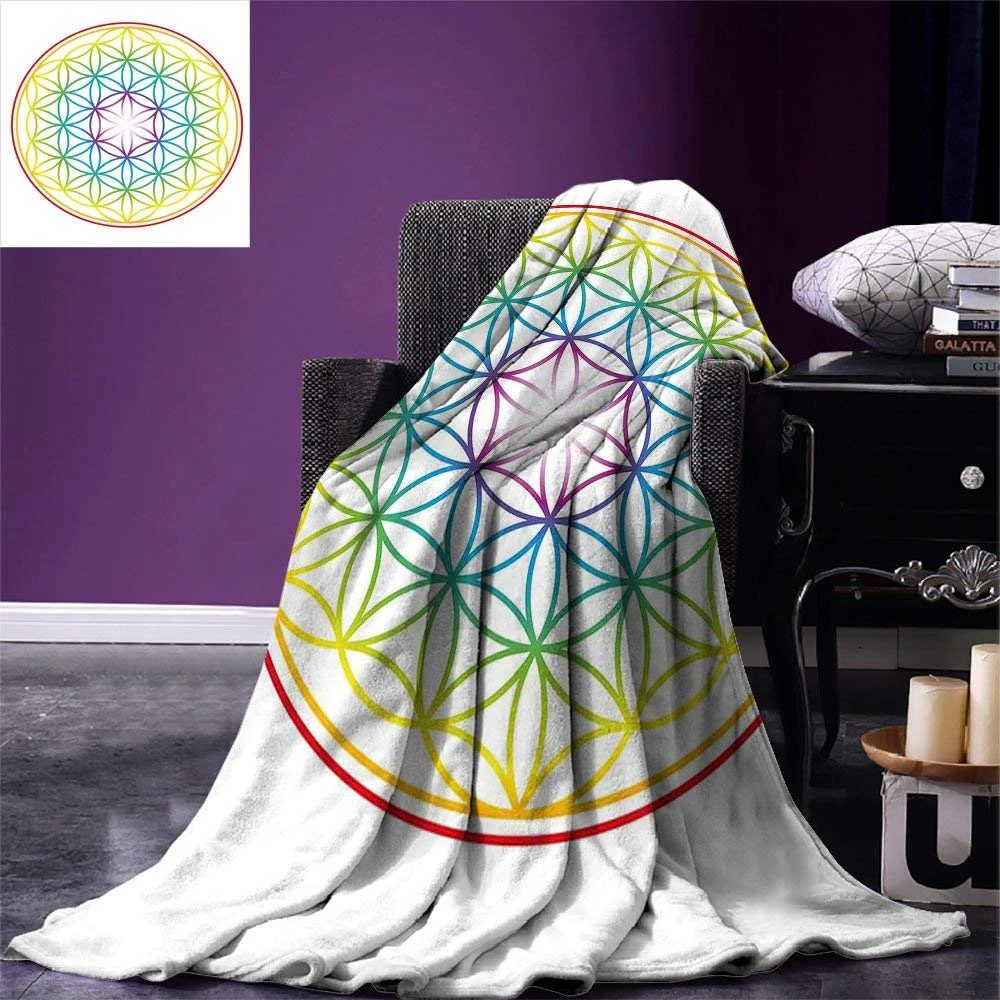 Colorful Throw Blanket Flower Of Life Pattern Radiant Colors Colorful Throw Blanket Flower Of Life Pattern Radiant Colors