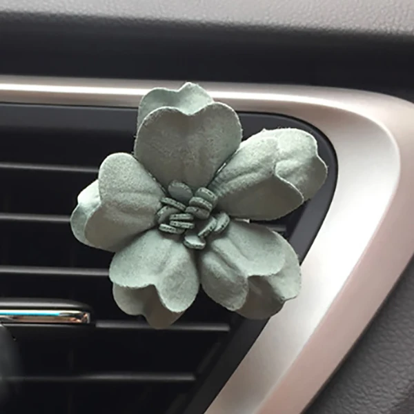 3D ручной работы цветок вентиляционный зажим для автомобиля духи освежитель воздуха в автомобильный Ароматический диффузор Авто Декор интерьера Аксессуары для девочек - Название цвета: Зеленый